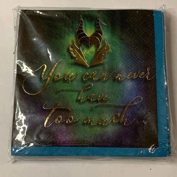 Disney Villains Halloween Beverage Napkins 2-Ply Paper Napkins 16 Count Blue - Picture 1 of 5